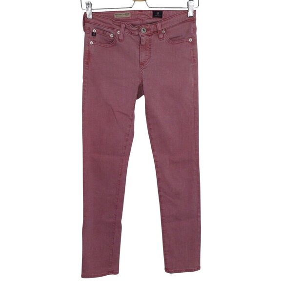 AG Adriano Goldschmied Womens 25 Stevie Ankle Slim Straight Pink Purple Jeans - Picture 1 of 13